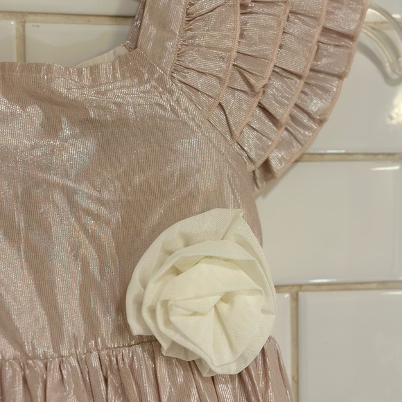 Mustard Pie Dress in Blush shiny lame’ and soft cotton ivory  Girls size 6x - Picture 9 of 9